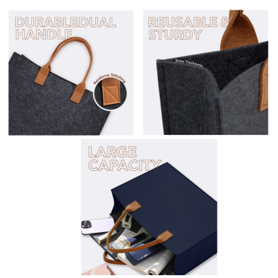 3(2) BSGifts Felt 2 Tone Tote Bag - L