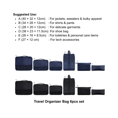 3(3) BSGIFTS Travel Organizer Bag 6pcs set
