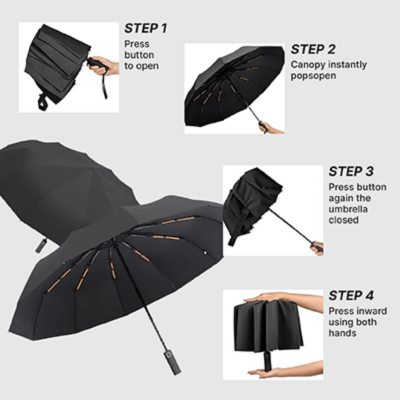3(4) BSGIFTS 23 inches Auto-Open 12 Panel Double Ribs Umbrella