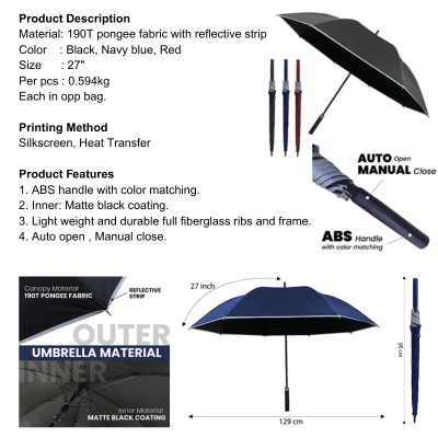 5 BSGIFTS 27 inch Auto Open Umbrella