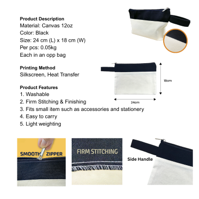 5 BSGIFTS Canvas Zippered Pouch 12oz