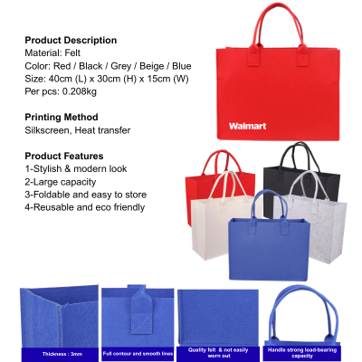 5 BSGIFTS Felt Shopping Bag with Large Capacity