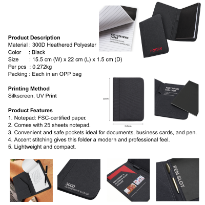 5 BSGIFTS Premium A5 Padfolio with Notepad and Pen Slot