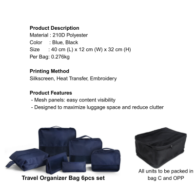 5 BSGIFTS Travel Organizer Bag 6pcs set
