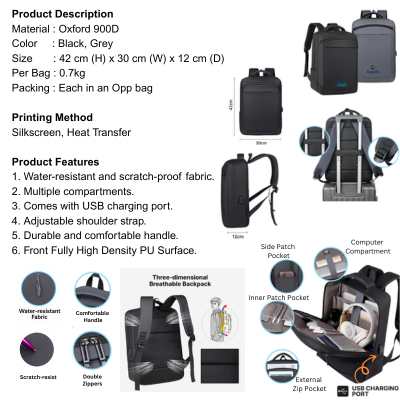 5 BSGifts Ergonomic Design Laptop Backpack with External USB Port