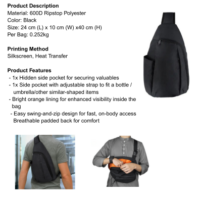 5 BSGifts Polyster Sling Bag 24cm (L) x 10 cm (W) x 40 cm ( H)