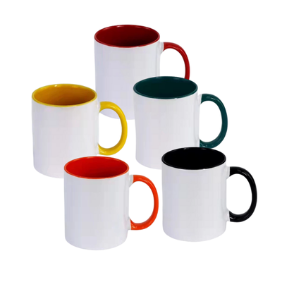 2 BSGIFTS 11oz Ceramic Mug with Color Interior & Handle