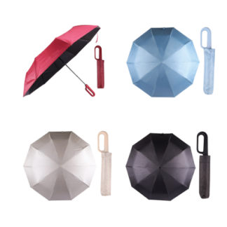 2 BSGIFTS 23inch Pongee Fabric with Black Coated (inner) Foldable Auto Umbrella with Sleeve