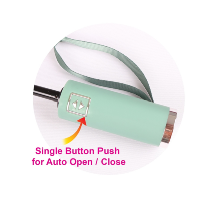 3(1) BSGIFTS 22 inches 3 Fold Black Coated Auto Umbrella