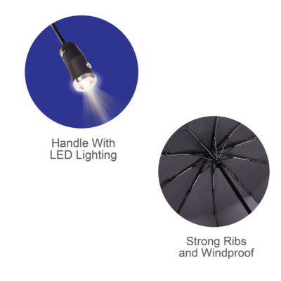 3(1) BSGIFTS 22 inches Automatic Foldable Umbrella with LED Light and pouch