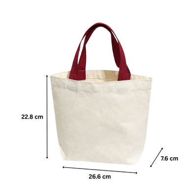 3(1) BSGIFTS Canvas Bag 10oz with Color Handle - 26.6 x 22.8 x 7.6 cm