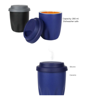 3(1) BSGIFTS Ceramic Mug with Silicone Lid