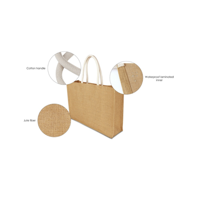 3(1) BSGIFTS Large Capacity Jute Tote Bag (8oz) - 50(L) x 15(W) x 35cm(H)