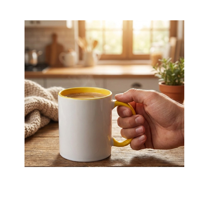 3(2) BSGIFTS 11oz Ceramic Mug with Color Interior & Handle