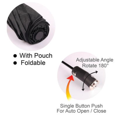 3(2) BSGIFTS 22 inches Automatic Foldable Umbrella with LED Light and pouch