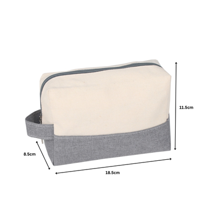 3(3) BSGIFTS 12OZ Canvas + Polyester Cosmetic Bag with Handle - 11.5 (H) x 18.5 (L) x 8.5cm (W)
