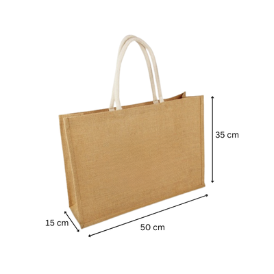 3(3) BSGIFTS Large Capacity Jute Tote Bag (8oz) - 50(L) x 15(W) x 35cm(H)