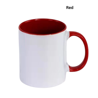 4(1) BSGIFTS 11oz Ceramic Mug with Color Interior & Handle