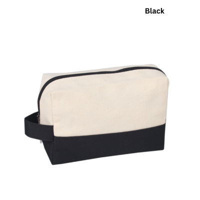 4(1) BSGIFTS 12OZ Canvas + Polyester Cosmetic Bag with Handle - 11.5 (H) x 18.5 (L) x 8.5cm (W)