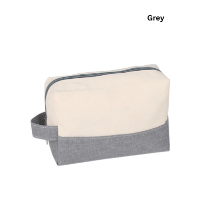 4(2) BSGIFTS 12OZ Canvas + Polyester Cosmetic Bag with Handle - 11.5 (H) x 18.5 (L) x 8.5cm (W)