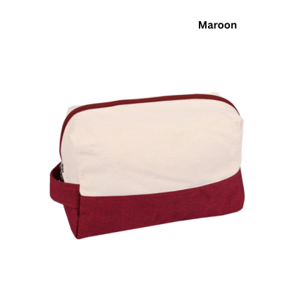 4(4) BSGIFTS 12OZ Canvas + Polyester Cosmetic Bag with Handle - 11.5 (H) x 18.5 (L) x 8.5cm (W)