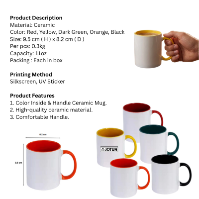 5 BSGIFTS 11oz Ceramic Mug with Color Interior & Handle