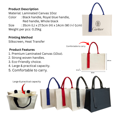 5 BSGIFTS Laminated Canvas Elegant Tote Bag