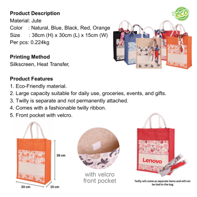 5 BSGifts Eco Classic Jute Bag with Twilly