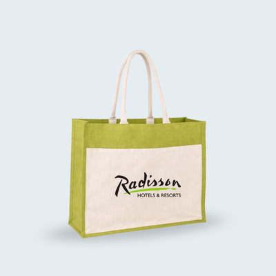 1 BSGIFTS Jute Bag with Canvas pocket - 35 (H) x 43 (L) x 15cm (W)