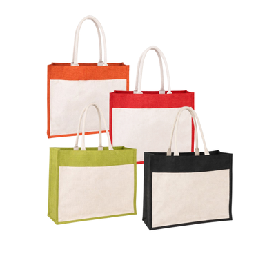 2 BSGIFTS Jute Bag with Canvas pocket - 35 (H) x 43 (L) x 15cm (W)
