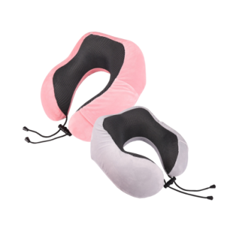 2 BSGIFTS Memory Foam and Velvet Neck Pillow with Pouch