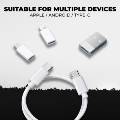 3(3) BSGIFTS PVC+ABS Multicable 5 in 1 fast charge with sim card storage & handphone stand