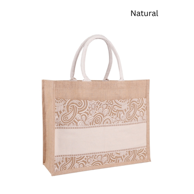 4(1) BSGIFTS EcoLife Jute Tote Bag with Velcro Front Pocket - 35 (H) x 43 (L) x 15cm (W)