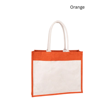 4(1) BSGIFTS Jute Bag with Canvas pocket - 35 (H) x 43 (L) x 15cm (W)