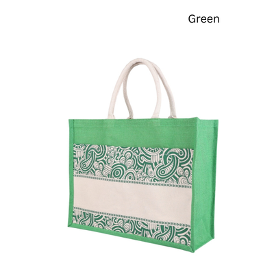 4(3) BSGIFTS EcoLife Jute Tote Bag with Velcro Front Pocket - 35 (H) x 43 (L) x 15cm (W)