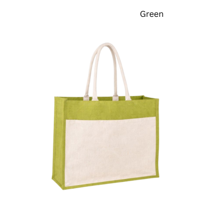 4(3) BSGIFTS Jute Bag with Canvas pocket - 35 (H) x 43 (L) x 15cm (W)