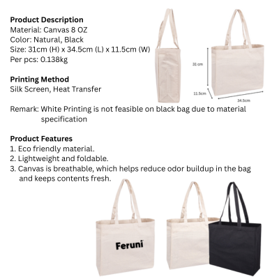 5 BSGIFTS Canvas Bag 8 OZ - 31 (H) x 34.5 (L) x 11.5cm (W)