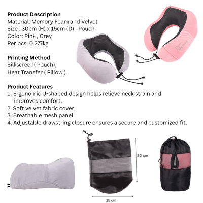 5 BSGIFTS Memory Foam and Velvet Neck Pillow with Pouch