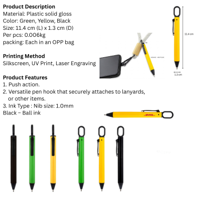 5 BSGIFTS Plastic Solid Gloss Mini Ball Pen