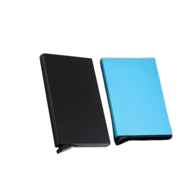2 BSGIFTS Thin Aluminium Metal RFID Protected Card Holder - 9.5_6.2_0.9cm