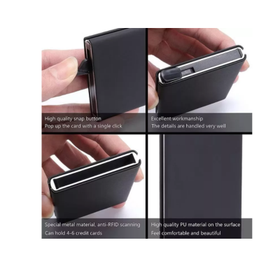 3(2) BSGIFTS Thin Aluminium Metal RFID Protected Card Holder - 9.5_6.2_0.9cm