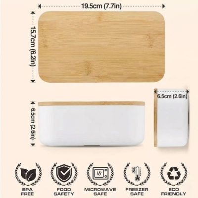 3(3) BSGIFTS Japanese Bento Box with Bamboo Wood and Free Cutlery