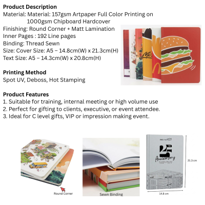 5 BSGIFTS 30085 A5 Hardcover Thread Sewn with Elastic Band Notebook (Custom made)