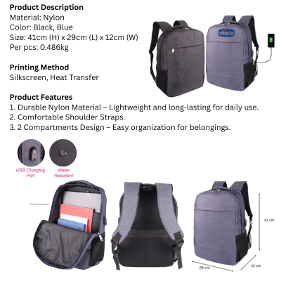 5 BSGIFTS Nylon Laptop Backpack - 41 (H) x 29 (L) x 12 (W)