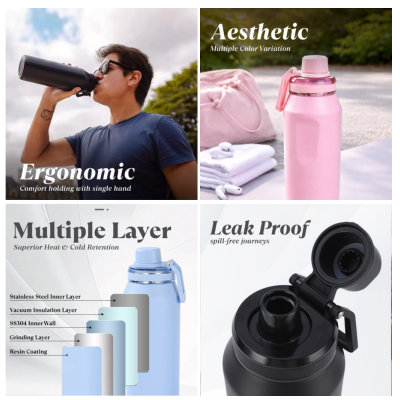 3(1) BSGIFTS 304 Stainless Steel Vacuum Bottle 750ml - 8 x 8 x 26.5cm