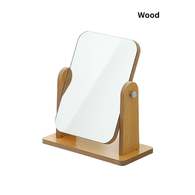 4 BSGIFTS 360° Rotating Wooden Mirror - 19.5 x 14 x 3.5cm