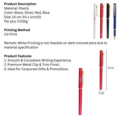 5 BSGIFTS Plastic Gel Ink Pen - Approx. 14 x 1cm (D)