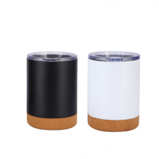 2 BSGIFTS 304 Stainless Steel + Cork Wood Mug 340ml With Straw and Box