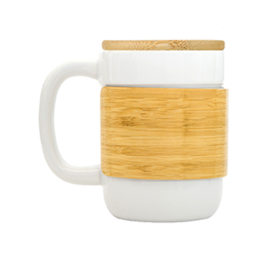 2 BSGIFTS Ceramic Mug with Bamboo Sleeve Lid - 430ml