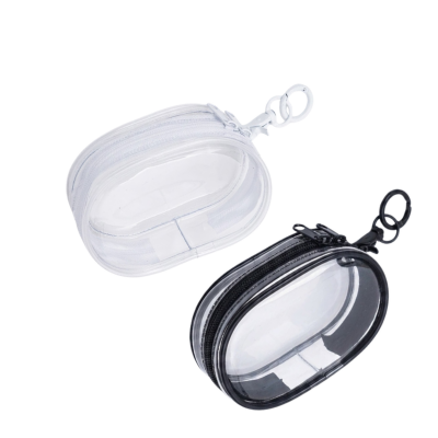 2 BSGIFTS Transparent Mini Storage Plastic Bag with Keychain Ring - 9.8(L) x 5.9(W) x 3.2cm(H)